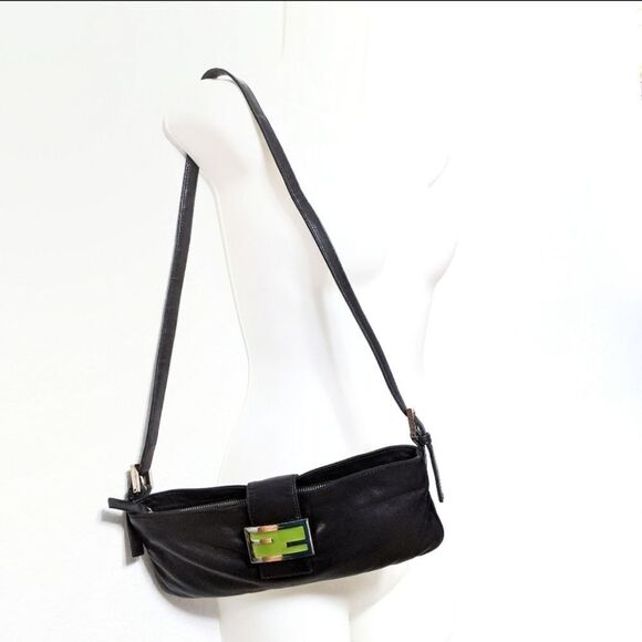 FENDI Black Napa Leather Slim Crossbody Bag - Picture 3 of 14